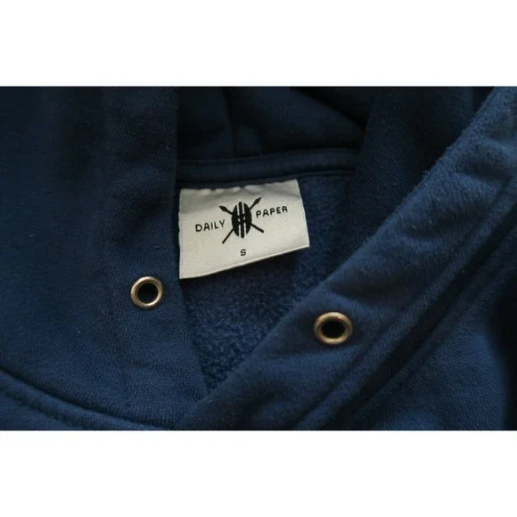 Daily Paper Fedde Logo Print Hoodie Technologies Blue Size Small Streetwear Men